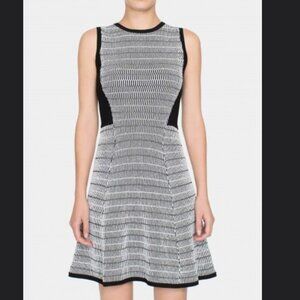 White + Warren Black and White Textured Sleeveless Skater Dress Size Small